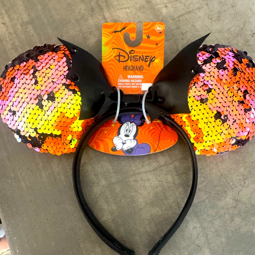Disney Sequin Mickey/Minnie mouse Ears Headband - Orange & Black🧡🖤zoom in 🖤🧡